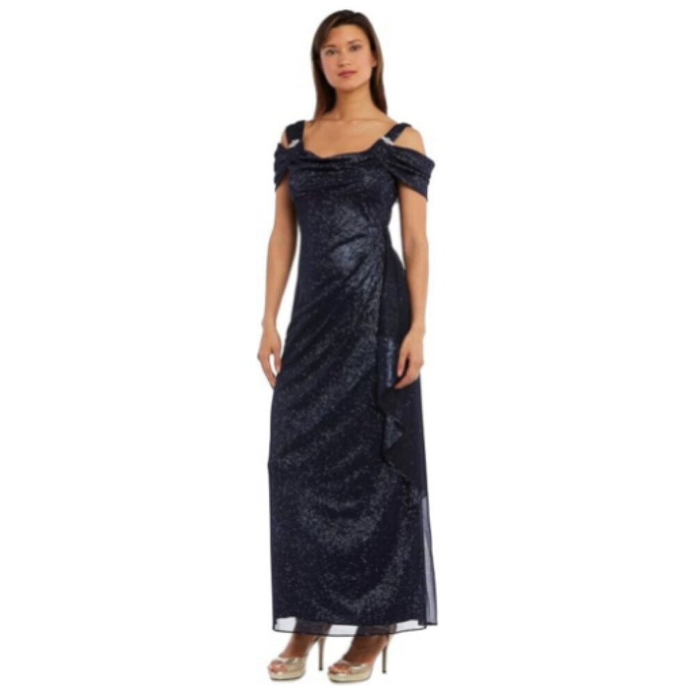 R & M Richards Chiffon Cowl Bodice Gown NWT 10